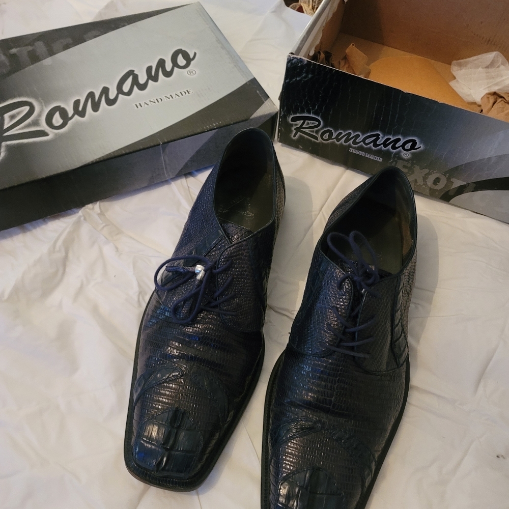 Romano Hand made Exotic Shoes lizard skins.